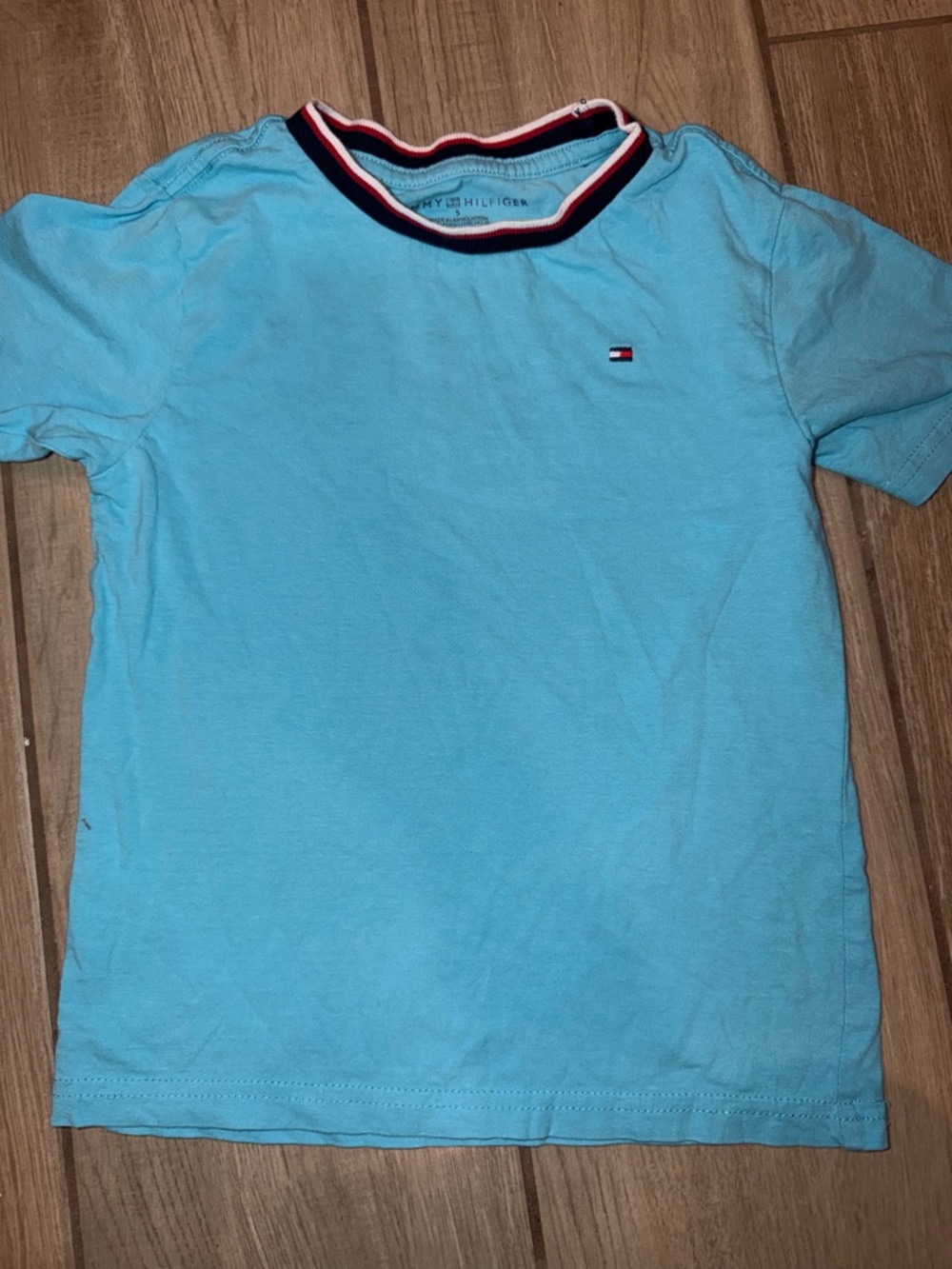 Tommy Hilfiger Boys Light Blue Short Sleeve Tee with Contrast Neck